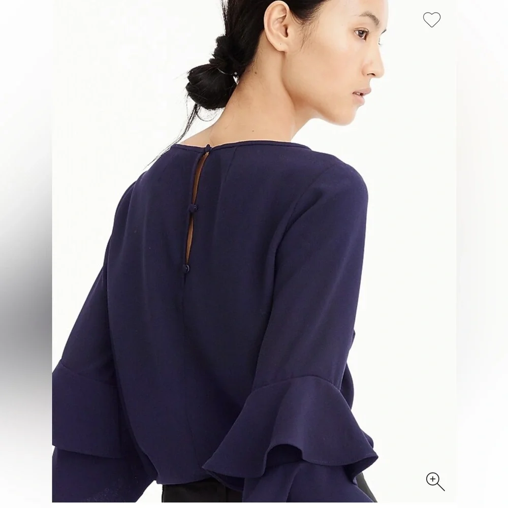 J. Crew Tiered bell-sleeve top in drapey crepe Ivory 2